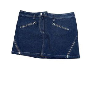 TopShop Dark Blue Denim Skirt Multiple Zippers Size 12 NWT